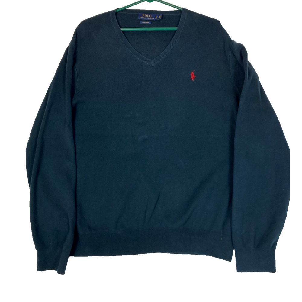 Polo Ralph Lauren‎ Men’s 100% Pima Cotton V-Neck Sweater Navy XL